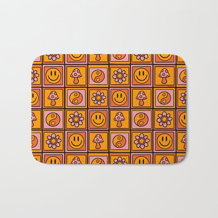 Vintage Granny Square Print Bath Mat Gallery Image 1