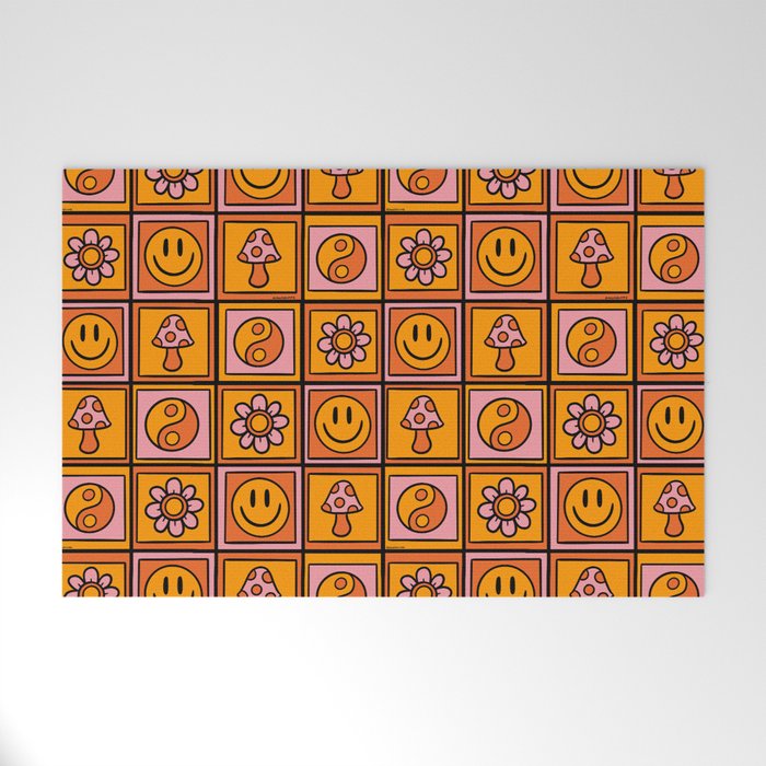Vintage Granny Square Print Welcome Mat Gallery Image 1