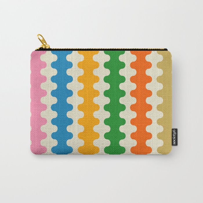 Colorful Ogee A-Go-Go Retro Pop Abstract Multicolor Wavy Stripe Pattern Carry All Pouch Gallery Image 1