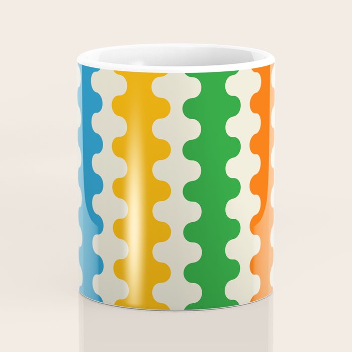 Colorful Ogee A-Go-Go Retro Pop Abstract Multicolor Wavy Stripe Pattern Coffee Mug Gallery Image 4