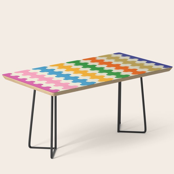 Colorful Ogee A-Go-Go Retro Pop Abstract Multicolor Wavy Stripe Pattern Coffee Table Gallery Image 1