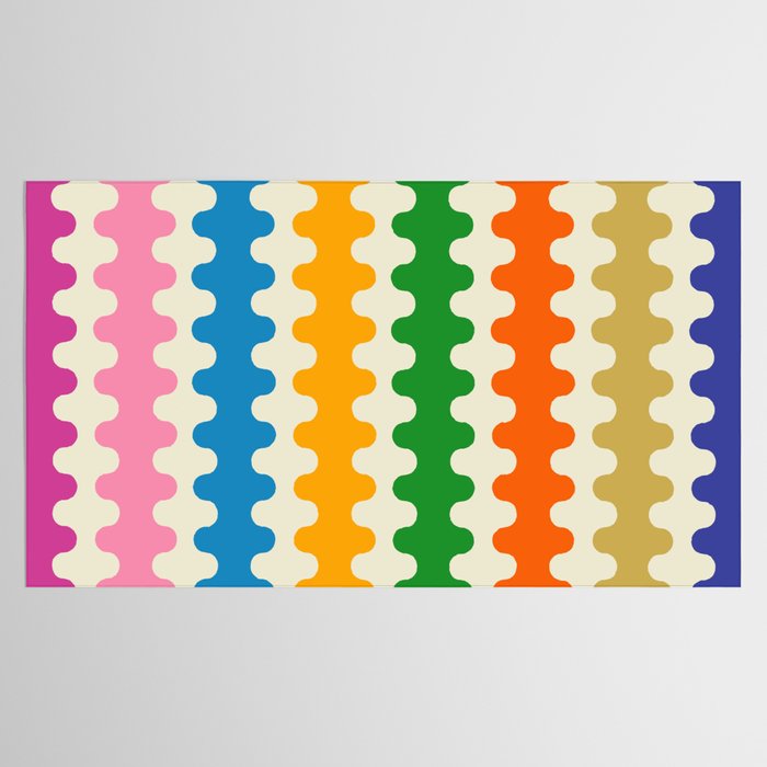Colorful Ogee A-Go-Go Retro Pop Abstract Multicolor Wavy Stripe Pattern Tablecloth Gallery Image 2
