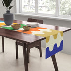 Colorful Ogee A-Go-Go Retro Pop Abstract Multicolor Wavy Stripe Pattern Table Runner Gallery Image 2