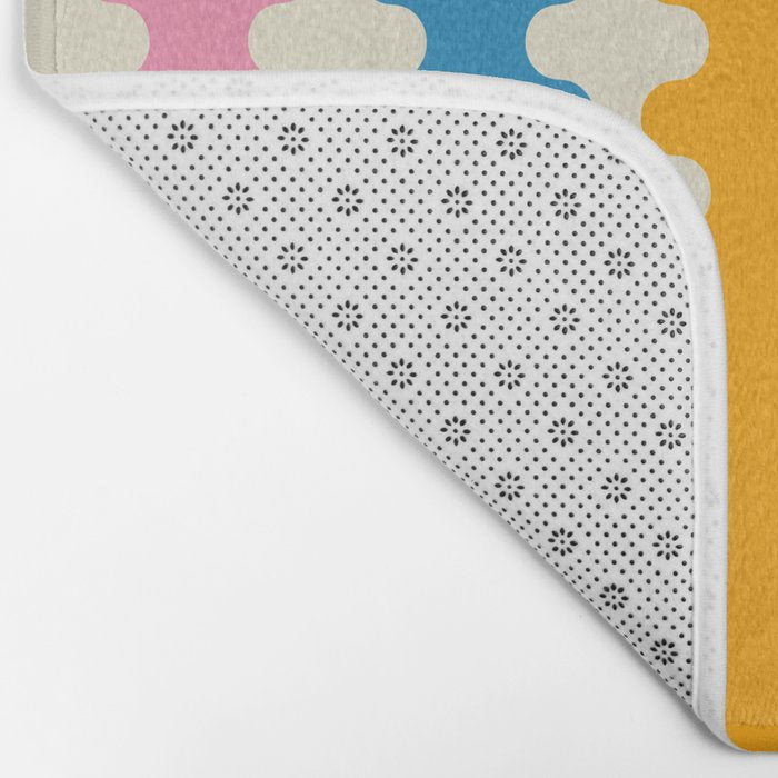 Colorful Ogee A-Go-Go Retro Pop Abstract Multicolor Wavy Stripe Pattern Bath Mat Gallery Image 2