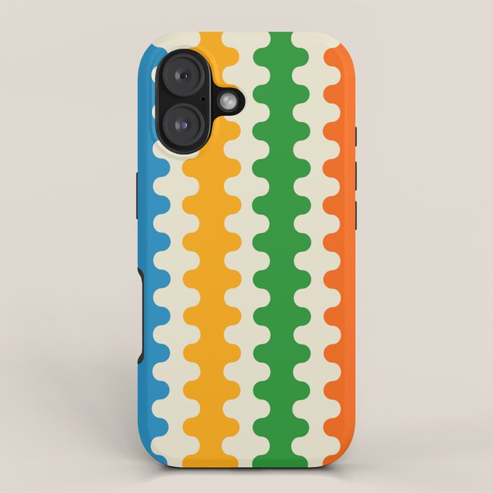 Colorful Ogee A-Go-Go Retro Pop Abstract Multicolor Wavy Stripe Pattern iPhone Case Gallery Image 1