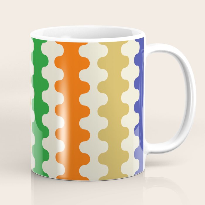 Colorful Ogee A-Go-Go Retro Pop Abstract Multicolor Wavy Stripe Pattern Coffee Mug Gallery Image 1