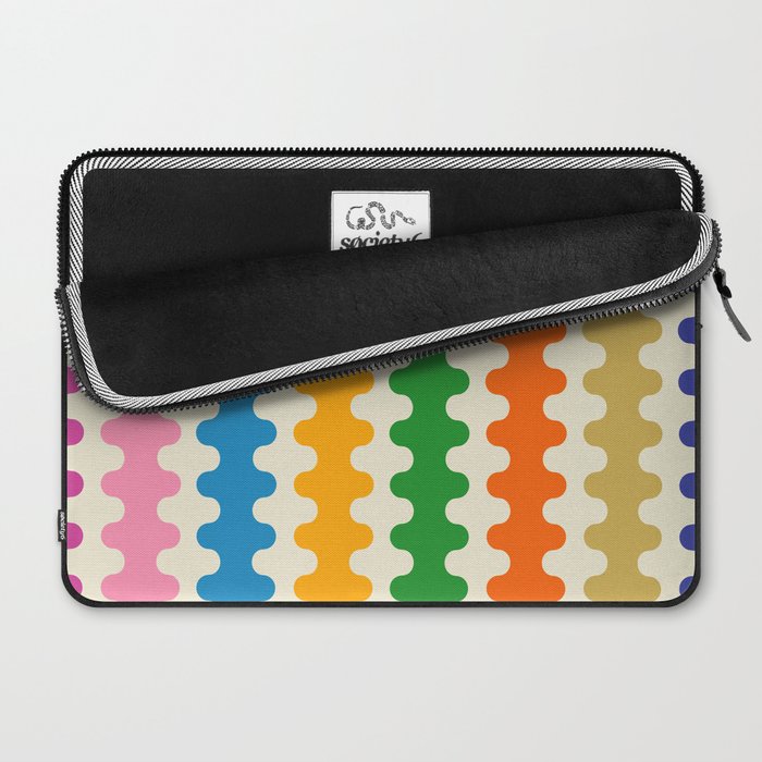 Colorful Ogee A-Go-Go Retro Pop Abstract Multicolor Wavy Stripe Pattern Laptop Sleeve Gallery Image 2