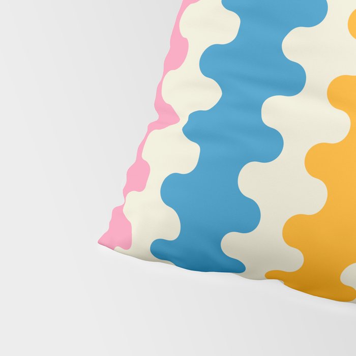 Colorful Ogee A-Go-Go Retro Pop Abstract Multicolor Wavy Stripe Pattern Pillow Sham Gallery Image 4