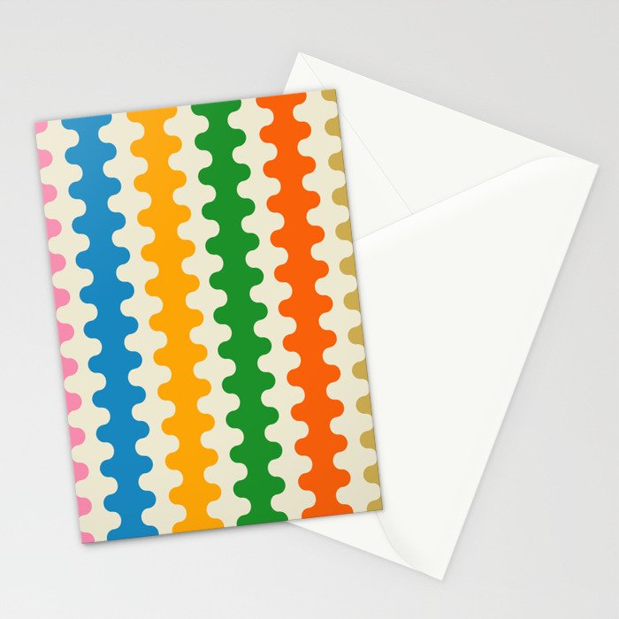 Colorful Ogee A-Go-Go Retro Pop Abstract Multicolor Wavy Stripe Pattern Stationery Card Gallery Image 2