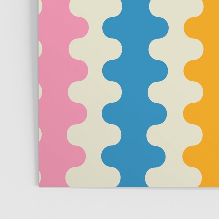Colorful Ogee A-Go-Go Retro Pop Abstract Multicolor Wavy Stripe Pattern Poster Gallery Image 3