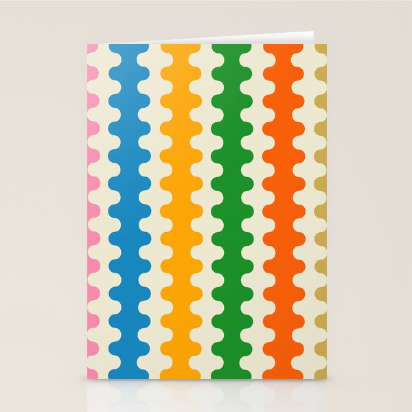 Colorful Ogee A-Go-Go Retro Pop Abstract Multicolor Wavy Stripe Pattern Stationery Card Gallery Image 2