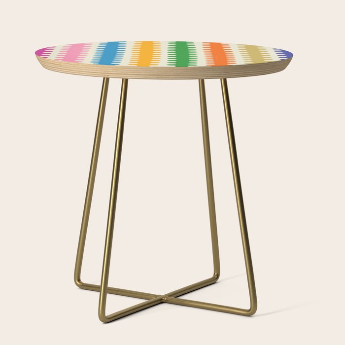 Colorful Ogee A-Go-Go Retro Pop Abstract Multicolor Wavy Stripe Pattern Side Table Gallery Image 1