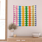Colorful Ogee A-Go-Go Retro Pop Abstract Multicolor Wavy Stripe Pattern Wall Tapestry Gallery Image 2