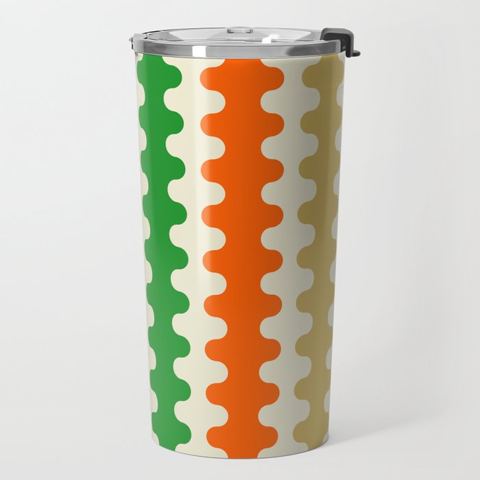 Colorful Ogee A-Go-Go Retro Pop Abstract Multicolor Wavy Stripe Pattern Travel Mug Gallery Image 2