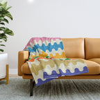 Colorful Ogee A-Go-Go Retro Pop Abstract Multicolor Wavy Stripe Pattern Throw Blanket Gallery Image 1