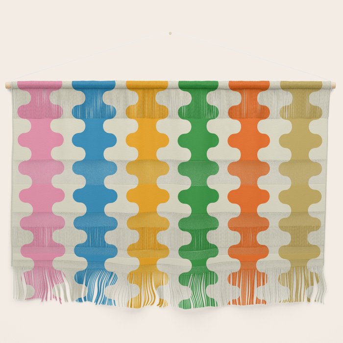 Colorful Ogee A-Go-Go Retro Pop Abstract Multicolor Wavy Stripe Pattern Wall Hanging Gallery Image 1