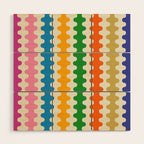 Colorful Ogee A-Go-Go Retro Pop Abstract Multicolor Wavy Stripe Pattern Wood Wall Art Gallery Image 1