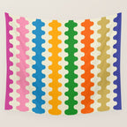 Colorful Ogee A-Go-Go Retro Pop Abstract Multicolor Wavy Stripe Pattern Wall Tapestry Gallery Image 4