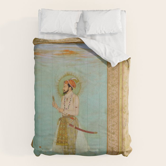 Emperor Shah Jahan Antique Indian Miniature Painted Illustration Comforter Gallery Image 6