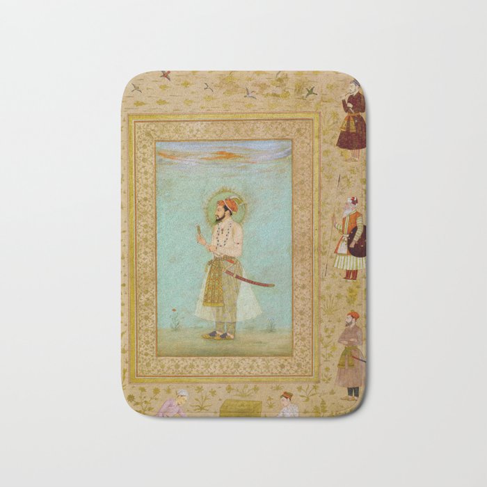 Emperor Shah Jahan Antique Indian Miniature Painted Illustration Bath Mat Gallery Image 1