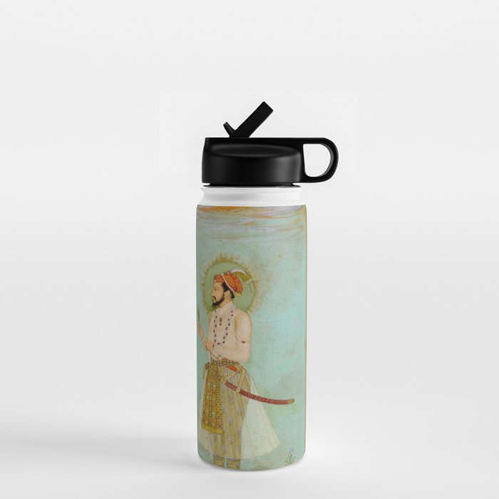 Emperor Shah Jahan Antique Indian Miniature Painted Illustration Water Bottle Gallery Image 1
