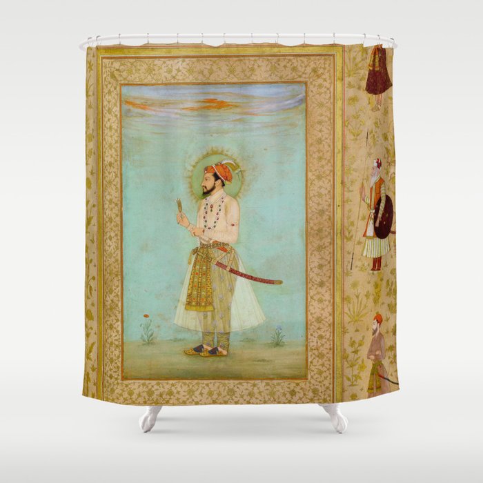 Emperor Shah Jahan Antique Indian Miniature Painted Illustration Shower Curtain Gallery Image 1