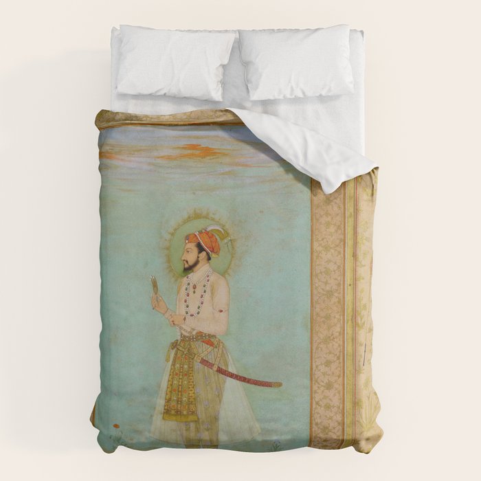 Emperor Shah Jahan Antique Indian Miniature Painted Illustration Duvet Cover Gallery Image 1