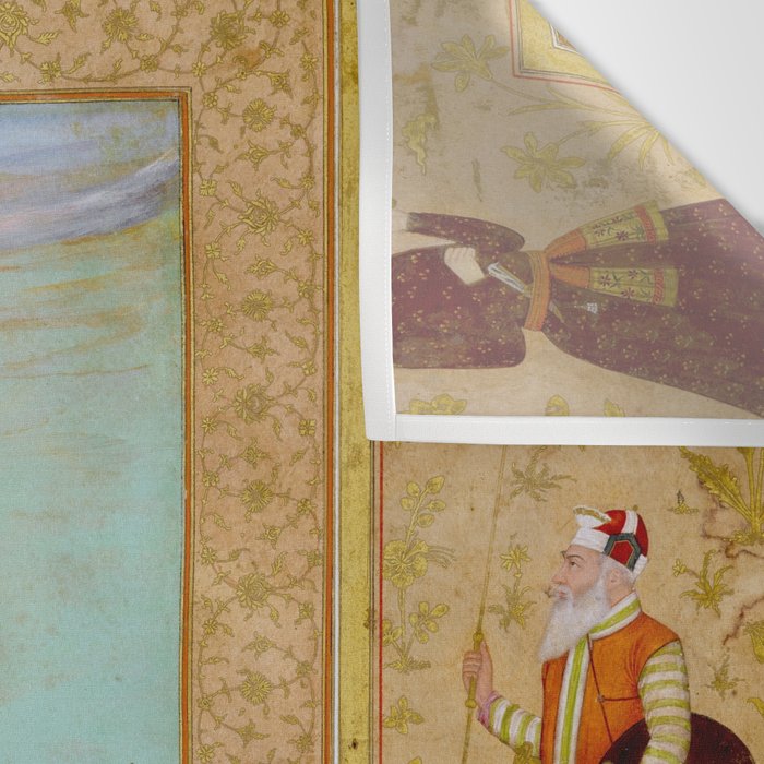 Emperor Shah Jahan Antique Indian Miniature Painted Illustration Wall Tapestry Gallery Image 3