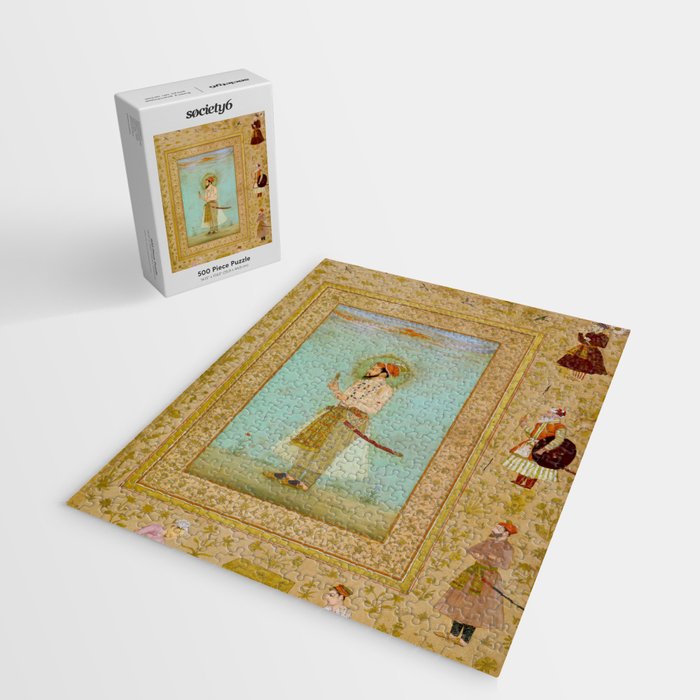 Emperor Shah Jahan Antique Indian Miniature Painted Illustration Jigsaw Puzzle Gallery Image 2