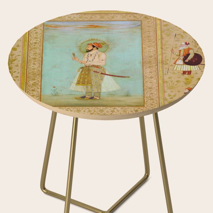 Emperor Shah Jahan Antique Indian Miniature Painted Illustration Side Table Gallery Image 2
