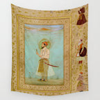 Emperor Shah Jahan Antique Indian Miniature Painted Illustration Wall Tapestry Gallery Image 4