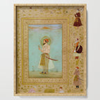 Emperor Shah Jahan Antique Indian Miniature Painted Illustration Serving Tray Gallery Image 1