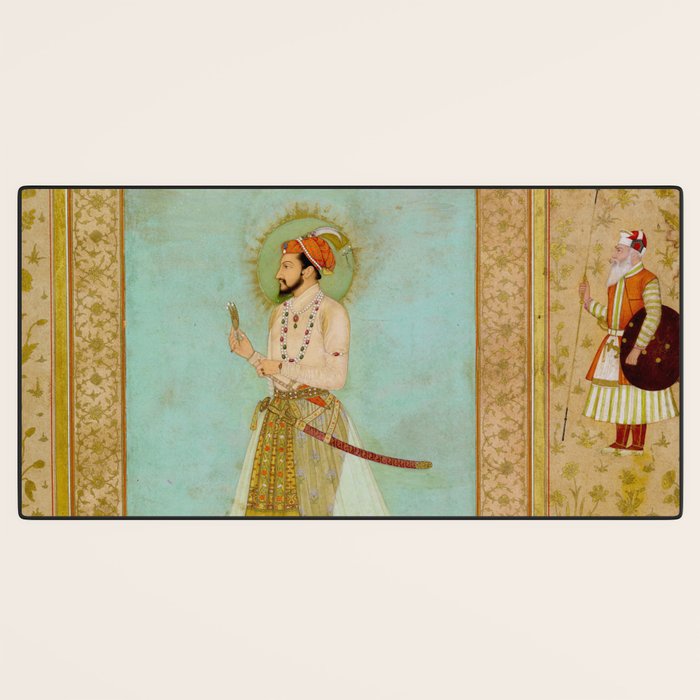 Emperor Shah Jahan Antique Indian Miniature Painted Illustration Desk Mat Gallery Image 3