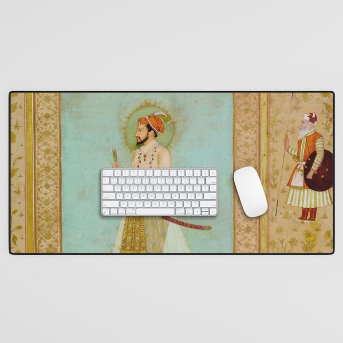Emperor Shah Jahan Antique Indian Miniature Painted Illustration Desk Mat Gallery Image 1