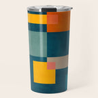 Colorful Geometric Shapes Navy Background Modern Artwork Travel Mug Gallery Image 1