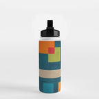 Colorful Geometric Shapes Navy Background Modern Artwork Water Bottle Gallery Image 2