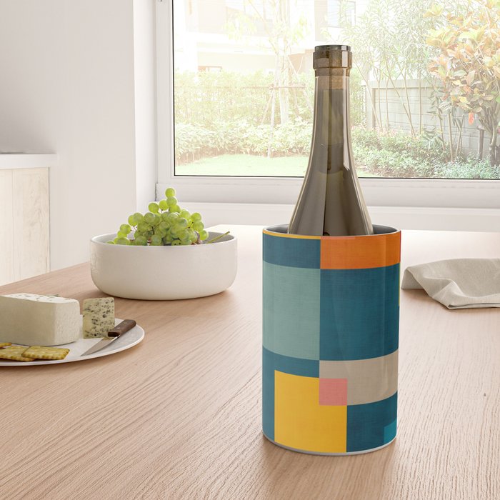 Colorful Geometric Shapes Navy Background Modern Artwork Wine Chiller Gallery Image 4
