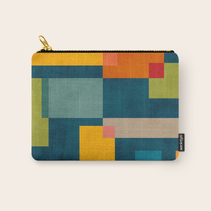 Colorful Geometric Shapes Navy Background Modern Artwork Carry All Pouch Gallery Image 1