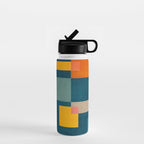 Colorful Geometric Shapes Navy Background Modern Artwork Water Bottle Gallery Image 1