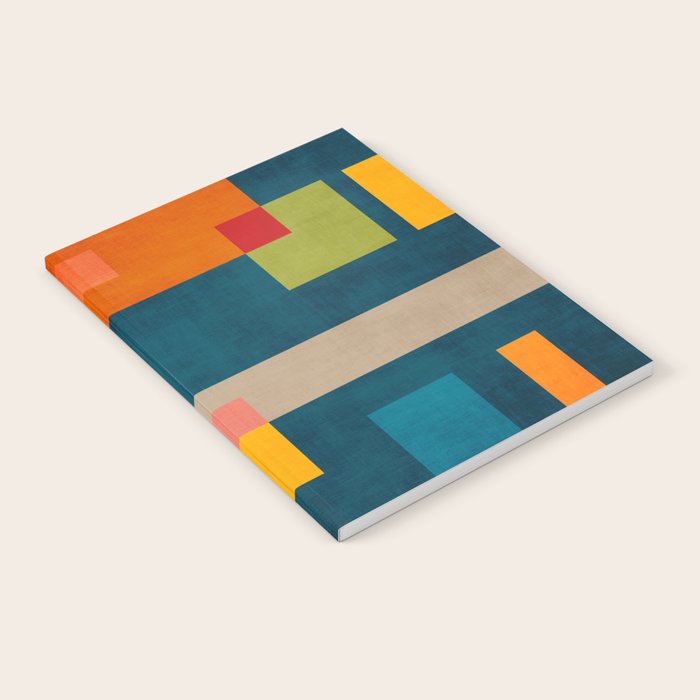 Colorful Geometric Shapes Navy Background Modern Artwork Notebook Gallery Image 1