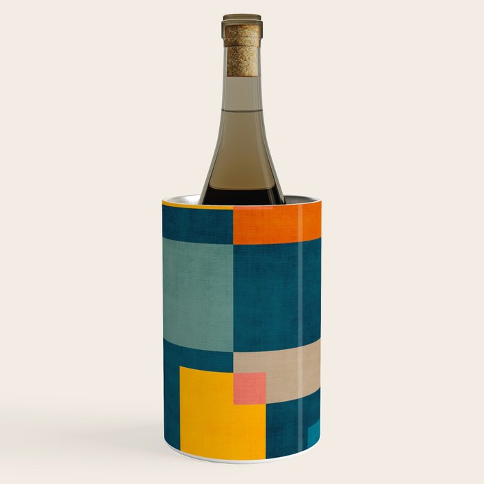 Colorful Geometric Shapes Navy Background Modern Artwork Wine Chiller Gallery Image 1