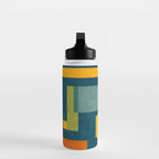 Colorful Geometric Shapes Navy Background Modern Artwork Water Bottle Gallery Image 3