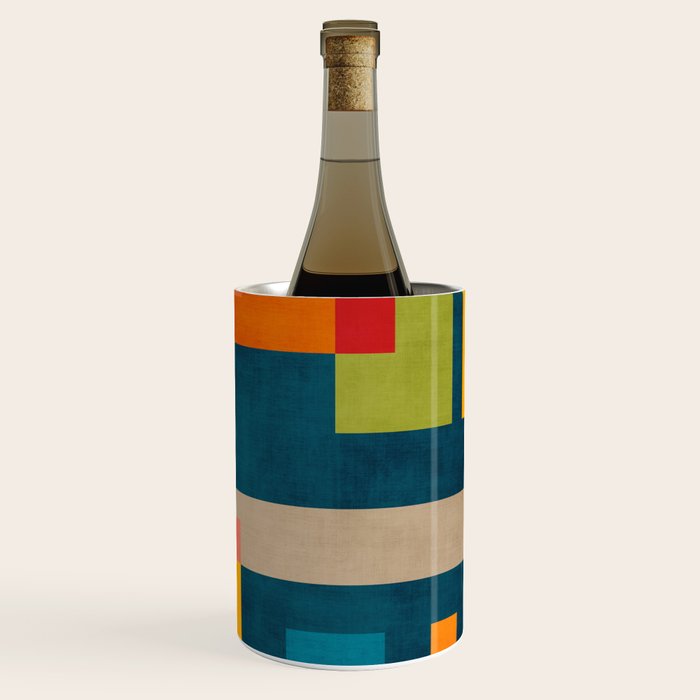 Colorful Geometric Shapes Navy Background Modern Artwork Wine Chiller Gallery Image 3