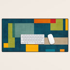 Colorful Geometric Shapes Navy Background Modern Artwork Desk Mat Gallery Image 1