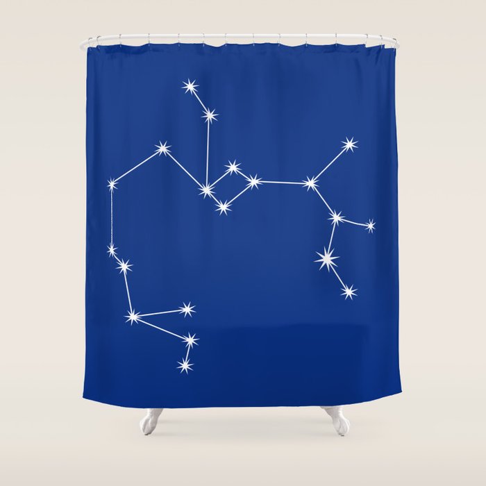 Sagittarius Zodiac Star Constellation Line Art Dark Blue Shower Curtain Gallery Image 1