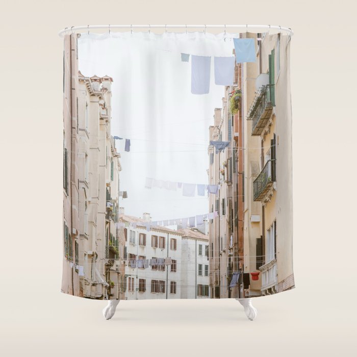 Venetian Laundry - Venice Italy Travel Photography Shower Curtain Gallery Image 1