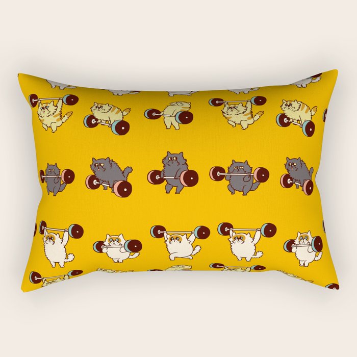 Olympic Lifting Cat Rectangular Pillow Gallery Image 1