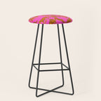 Abstract leopard with red lips illustration in fuchsia background  Stool Gallery Image 1
