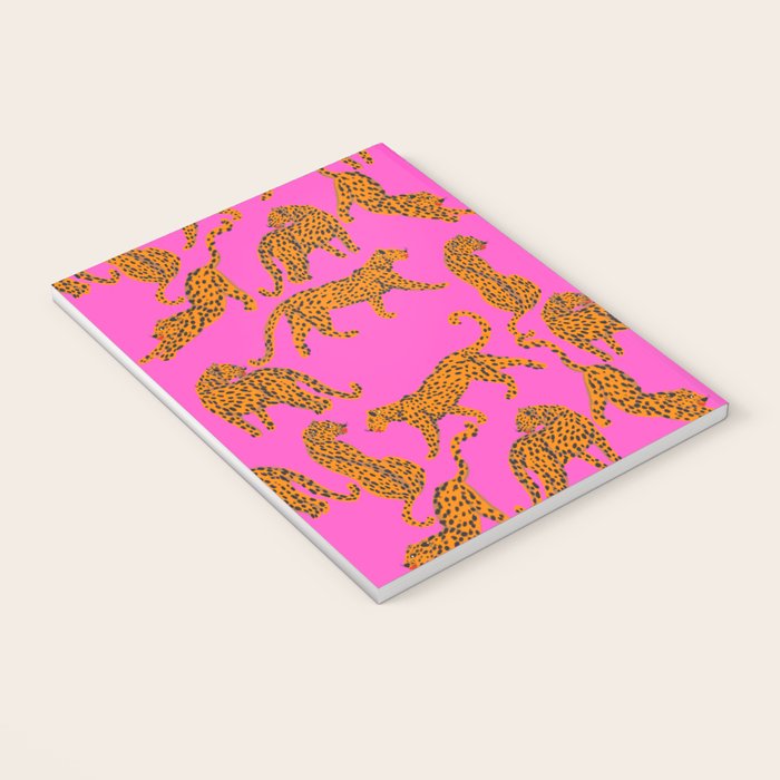 Abstract leopard with red lips illustration in fuchsia background  Notebook Gallery Image 3