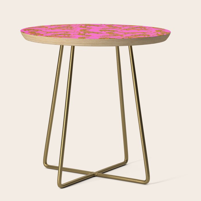 Abstract leopard with red lips illustration in fuchsia background  Side Table Gallery Image 1
